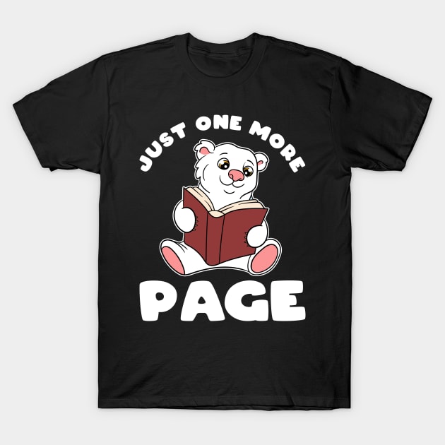 Polar Bear and Books Just One More Page T-Shirt by MzumO